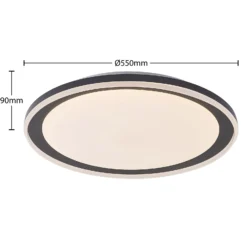 Lindby LED-Deckenleuchte Verdan,, schwarz, Metall, dim., CCT