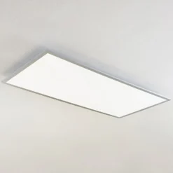 Lindby LED-Deckenleuchte Zento, 4.000 K, 120 cm, silber