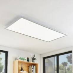 Lindby LED-Deckenleuchte Zento, 4.000 K, 120 cm, silber