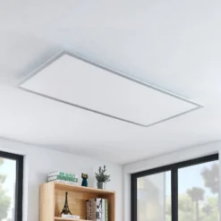 Lindby LED-Deckenleuchte Zento, 4.000 K, 120 cm, silber