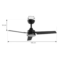 Lindby LED-Deckenventilator Aerallo, schwarz, CCT, leise