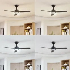 Lindby LED-Deckenventilator Aerallo, schwarz, CCT, leise