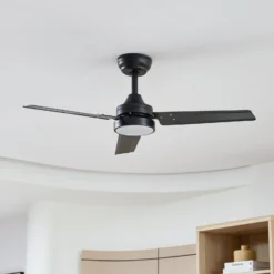 Lindby LED-Deckenventilator Aerallo, schwarz, CCT, leise