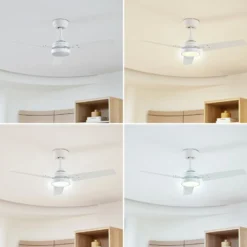 Lindby LED-Deckenventilator Aerallo, weiß, CCT, leise