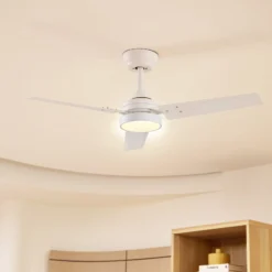 Lindby LED-Deckenventilator Aerallo, weiß, CCT, leise