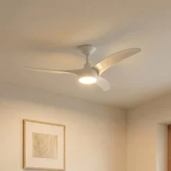Lindby LED-Deckenventilator Briya, weiß, Ø 116 cm, CCT