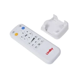 Lindby LED-Deckenventilator Enon, weiß/holzfarben, DC, leise
