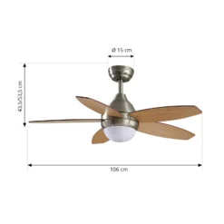 Lindby LED-Deckenventilator Klasika, DC, leise, 106 cm, CCT