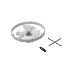 Lindby LED-Deckenventilator Momitu, weiß, Aluminium, Ø 50 cm