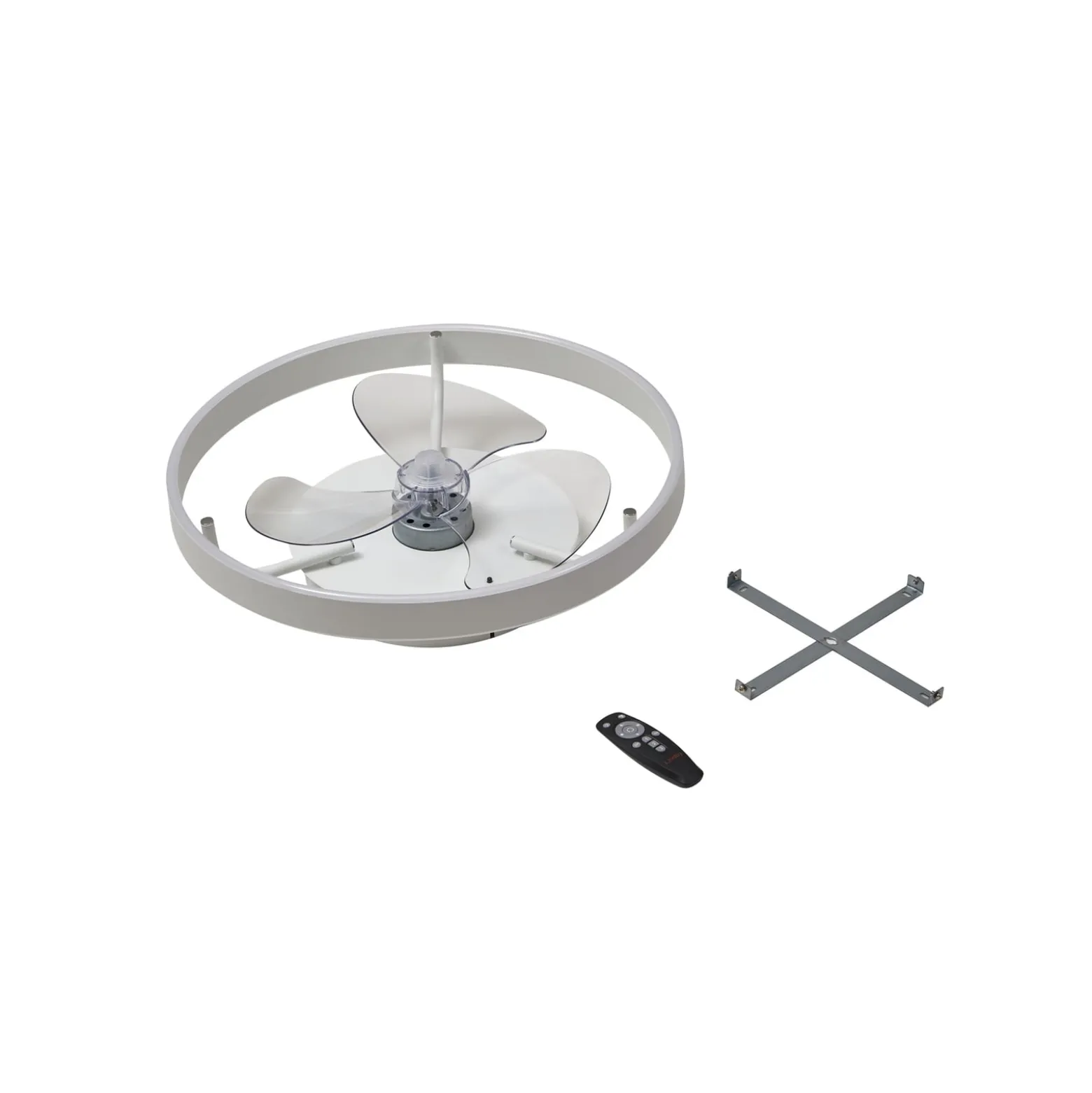 Lindby LED-Deckenventilator Momitu, weiß, Aluminium, Ø 50 cm