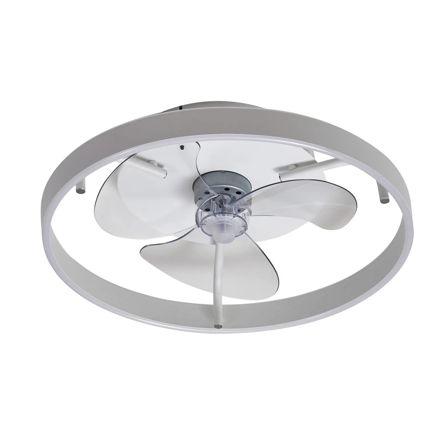 Lindby LED-Deckenventilator Momitu, weiß, Aluminium, Ø 50 cm
