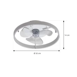 Lindby LED-Deckenventilator Momitu, weiß, Aluminium, Ø 50 cm