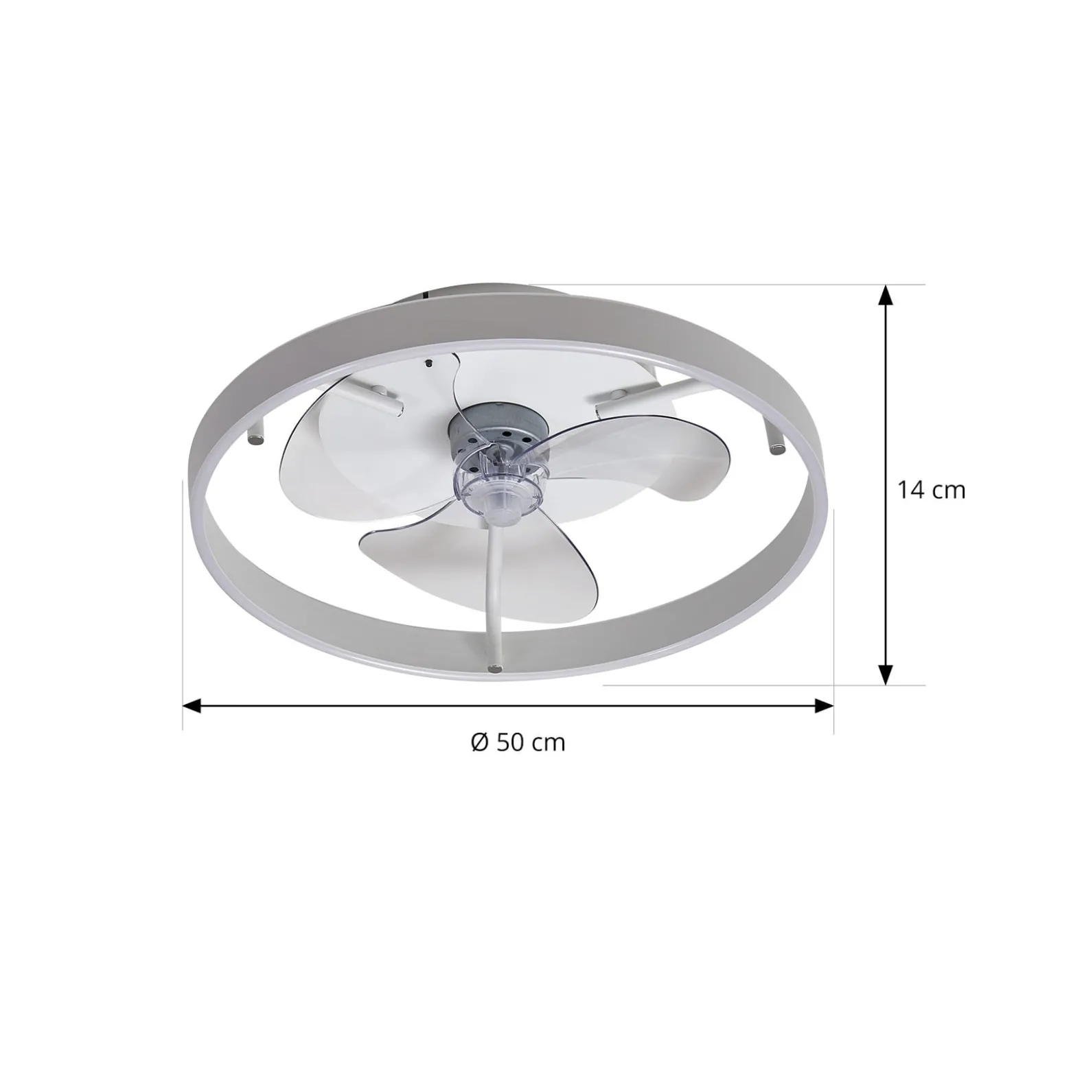 Lindby LED-Deckenventilator Momitu, weiß, Aluminium, Ø 50 cm