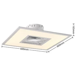 Lindby LED-Deckenventilator Romea, eckig, DC, leise, 60 cm