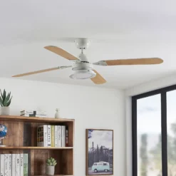 Lindby LED-Deckenventilator Tedric, weiß, leise, Ø 133 cm