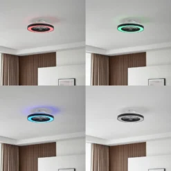 Lindby LED-Deckenventilator Teleo, Ø48 cm, schwarz, DC, Tuya