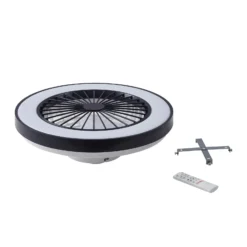Lindby LED-Deckenventilator Teleo, Ø48 cm, schwarz, DC, Tuya