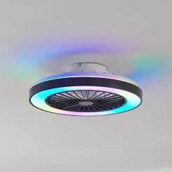 Lindby LED-Deckenventilator Teleo, Ø48 cm, schwarz, DC, Tuya