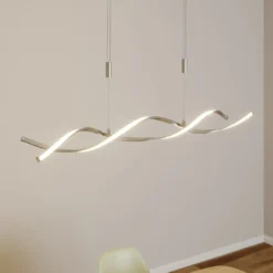 Lindby LED-Hängelampe Auron, nickelfarben, Metall, dimmbar