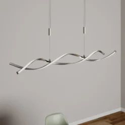 Lindby LED-Hängelampe Auron, nickelfarben, Metall, dimmbar