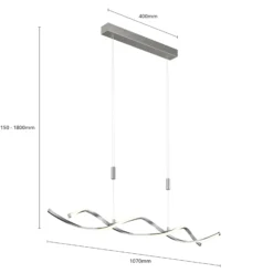 Lindby LED-Hängelampe Auron, nickelfarben, Metall, dimmbar