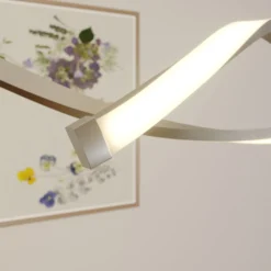 Lindby LED-Hängelampe Auron, nickelfarben, Metall, dimmbar