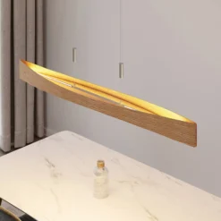 Lindby LED-Hängeleuchte Beazina, Eiche, Metall, 118cm