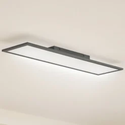 Lindby LED-Panel Enhife, schwarz, 80 x 20 cm, Metall, 4.000K