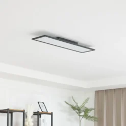 Lindby LED-Panel Enhife, schwarz, 80 x 20 cm, Metall, 4.000K