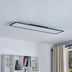 Lindby LED-Panel Lamin, schwarz, 120cm, CCT, dimmbar, Remote