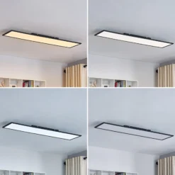 Lindby LED-Panel Lamin, schwarz, 120cm, CCT, dimmbar, Remote