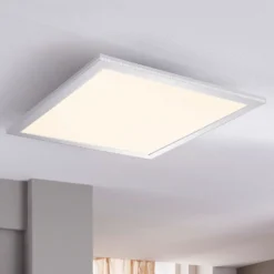 Lindby LED-Panel Livel, 2er-Set, 4.000 K, 40 x 40 cm, silber