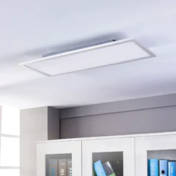 Lindby LED-Panel Livel, 4000K, 80 cm x 30 cm, silber, Metall
