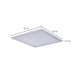 Lindby LED-Panel Livel, 4000K, 62 cm x 62 cm, silber, Metall
