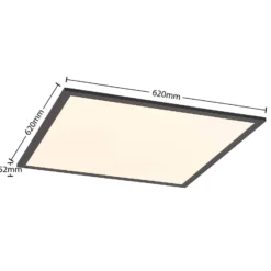 Lindby LED-Panel Nelios, 62 x 62 cm, CCT, schwarz, Metall