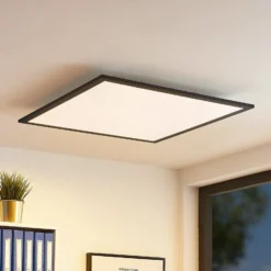 Lindby LED-Panel Nelios, 62 x 62 cm, CCT, schwarz, Metall