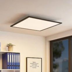 Lindby LED-Panel Nelios, 62 x 62 cm, 4.000K, schwarz, Metall
