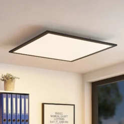 Lindby LED-Panel Nelios, 62 x 62 cm, 4.000K, schwarz, Metall