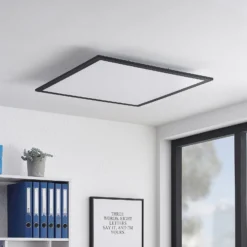 Lindby LED-Panel Nelios, 62 x 62 cm, 4.000K, schwarz, Metall