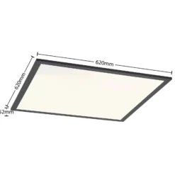 Lindby LED-Panel Nelios, 62 x 62 cm, 4.000K, schwarz, Metall