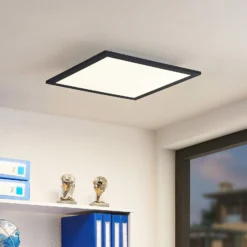 Lindby LED-Panel Nelios, 40 x 40 cm, 4.000K, schwarz, Metall
