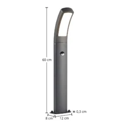 Lindby LED-Sockelleuchte Moshe, 60 cm, anthrazit, Sensor
