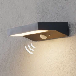 Lindby LED-Solar-Außenwandleuchte Maresia, Sensor, anthrazit