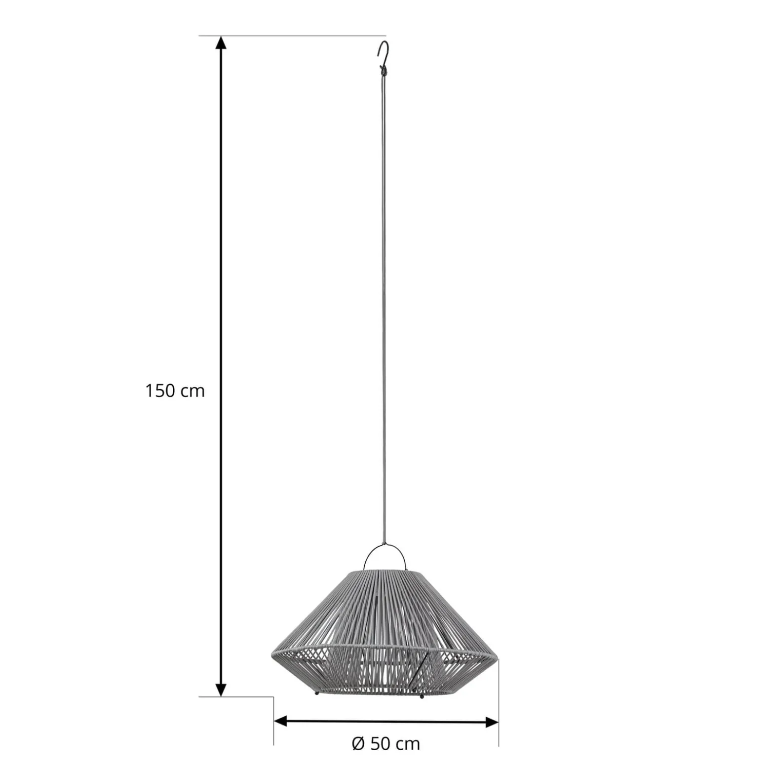 Lindby LED-Solarhängelampe Austas, grau, Ø 50 cm, USB, IP54