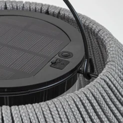 Lindby LED-Solarhängelampe Austas, grau, Ø 50 cm, USB, IP54