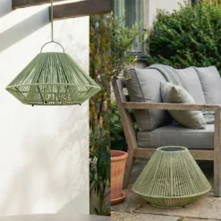 Lindby LED-Solarhängelampe Austas, grün, Ø 50 cm, USB, IP54