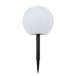 Lindby LED-Solarlampe Lago, Ø 25 cm, Kugel, Erdspieß, weiß