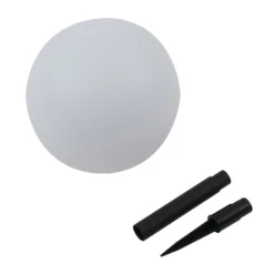 Lindby LED-Solarlampe Lago, Ø 25 cm, Kugel, Erdspieß, weiß