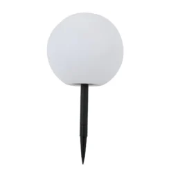 Lindby LED-Solarlampe Lago, Ø 30 cm, Kugel, Erdspieß, weiß