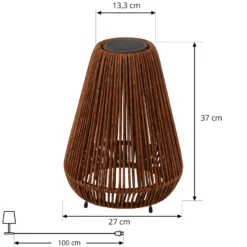 Lindby LED-Solarleuchte Amaria, Rattan, dunkel, Ø 27 cm